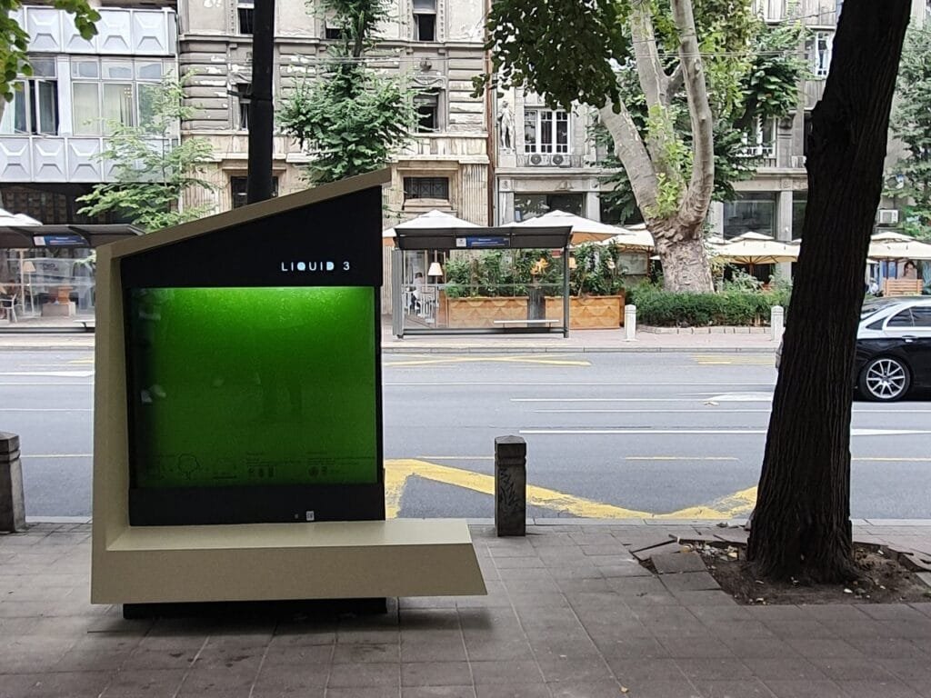 Liquid tree, in front of the Municipality of Stari Grad in Makedonska Street in Belgrade
